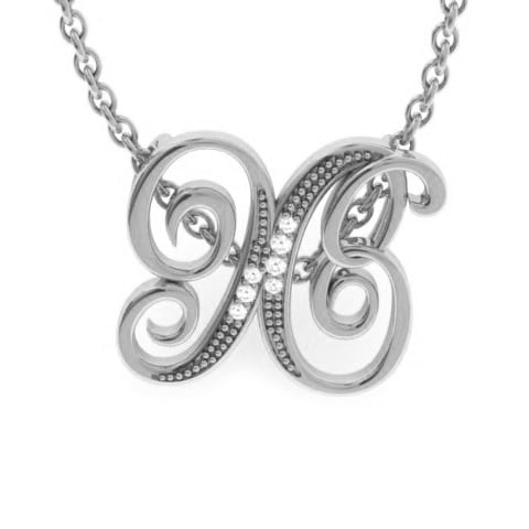 Letter X Diamond Initial Necklace In White Gold With 6 Diamonds