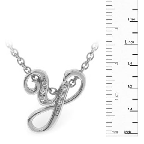 Letter Y Diamond Initial Necklace In White Gold With 6 Diamonds