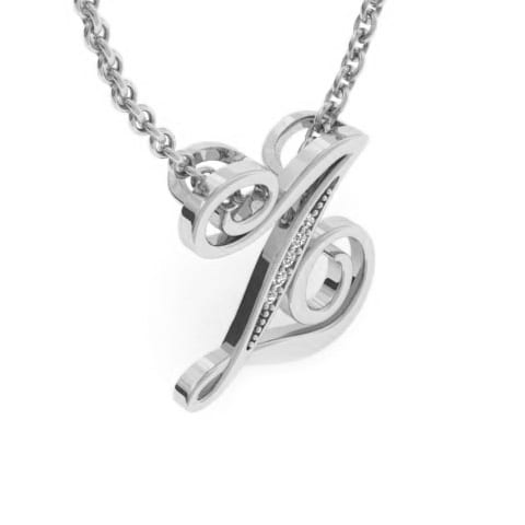 Letter Z Diamond Initial Necklace In White Gold With 6 Diamonds