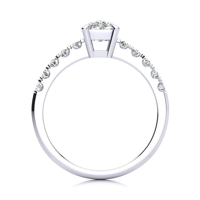 1 1/3 Carat Traditional Diamond Engagement Ring with 1 Carat Center Cushion Cut Solitaire In White Gold 