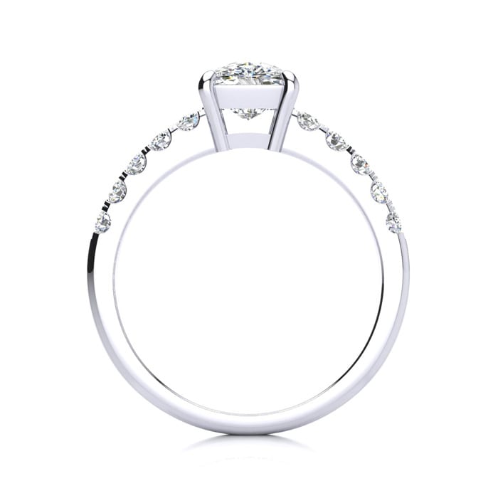 1 3/4 Carat Traditional Diamond Engagement Ring with 1 1/2 Carat Center Cushion Cut Solitaire In White Gold 