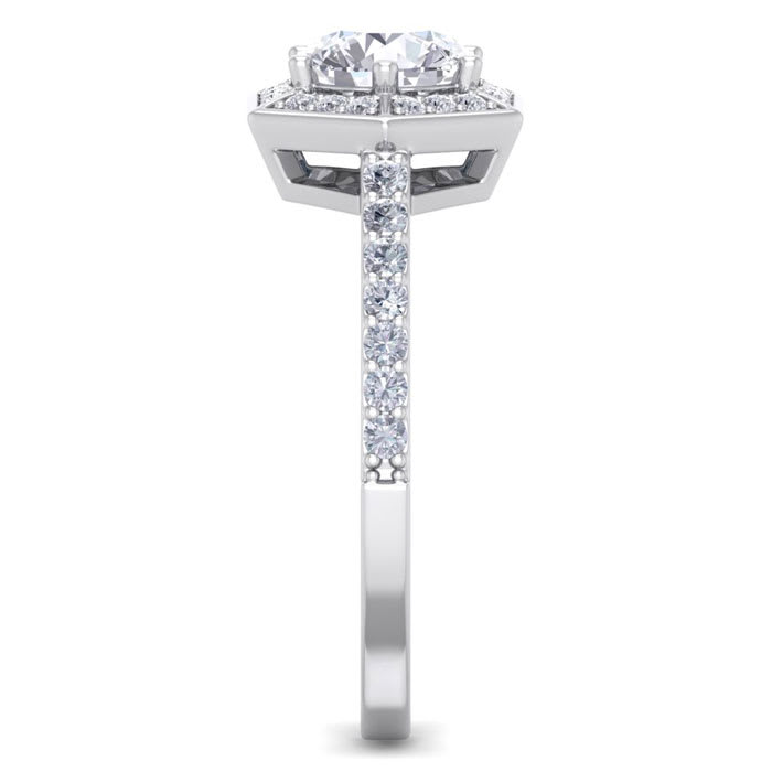 1 1/2 Carat Halo Diamond Engagement Ring In 14 Karat White Gold