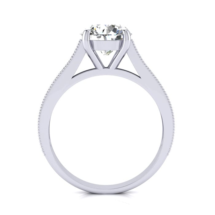 2 1/2 Carat Round Diamond Engagement Ring With 2 Carat Center Diamond In 14K White Gold
