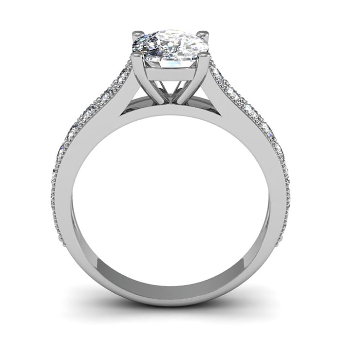 2 1/2 Carat Diamond Engagement Ring With 2 Carat Cushion Cut Center Diamond In 14K White Gold