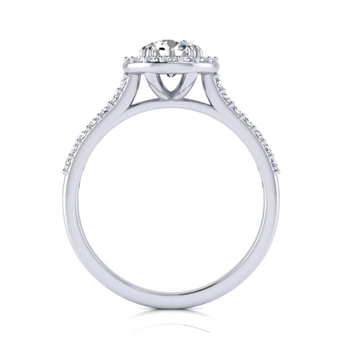 1 Carat Round Halo Diamond Engagement Ring in 14K White Gold. Very Popular, Super Beautiful, Classically Elegant
