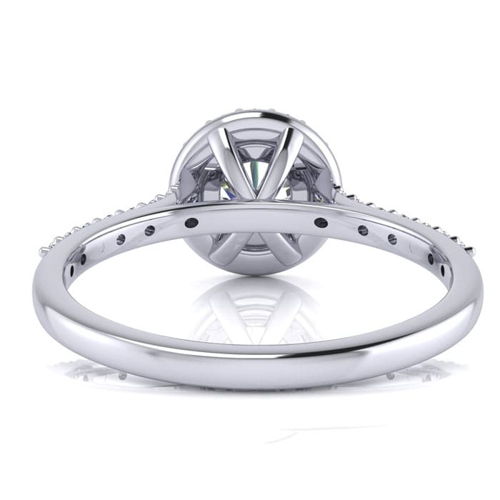 1 Carat Round Halo Diamond Engagement Ring in 14K White Gold. Very Popular, Super Beautiful, Classically Elegant
