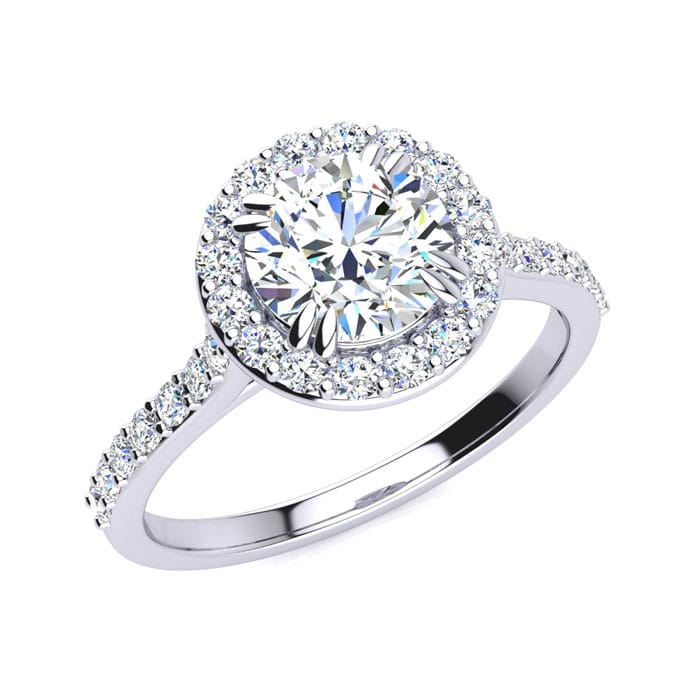 1 1/4 Carat Halo Diamond Engagement Ring in 14k White Gold