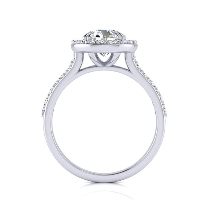 2 Carat Halo Diamond Engagement Ring in 14k White Gold