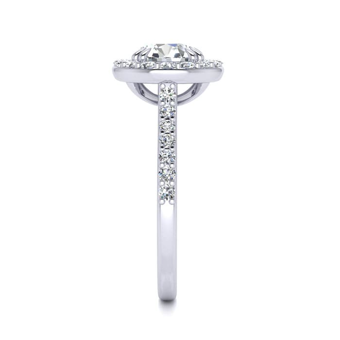 2 Carat Halo Diamond Engagement Ring in 14k White Gold
