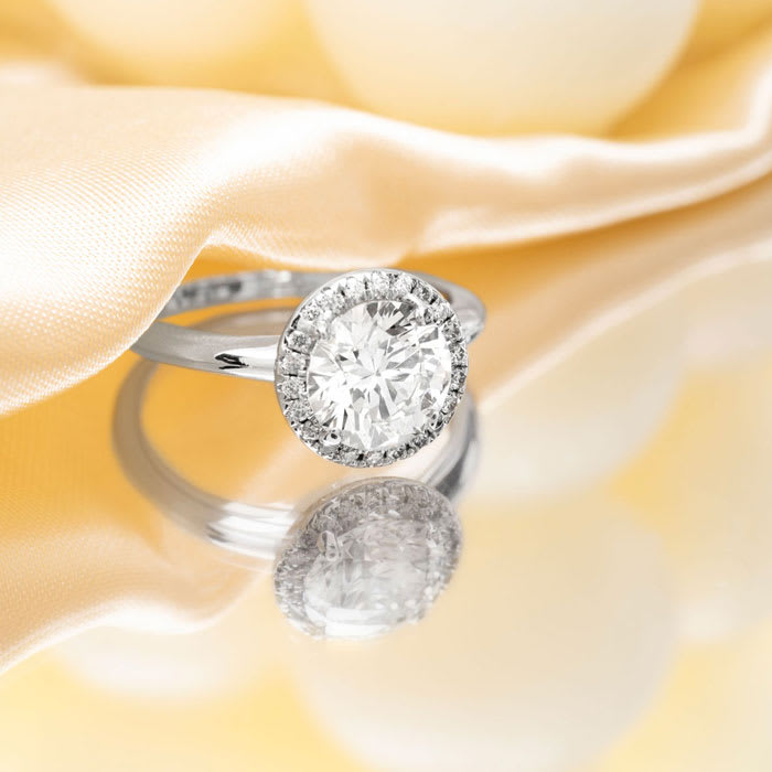 2 Carat Halo Diamond Engagement Ring in 14k White Gold