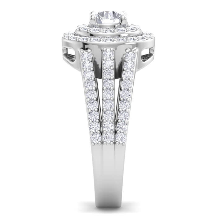 1 1/2 Carat Double Halo Diamond Engagement Ring In 14 Karat White Gold