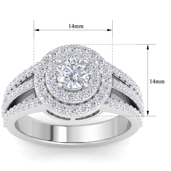 2 Carat Double Halo Diamond Engagement Ring In 14 Karat White Gold