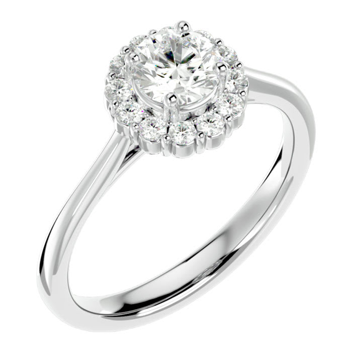 1 Carat Halo Diamond Engagement Ring In 14 Karat White Gold