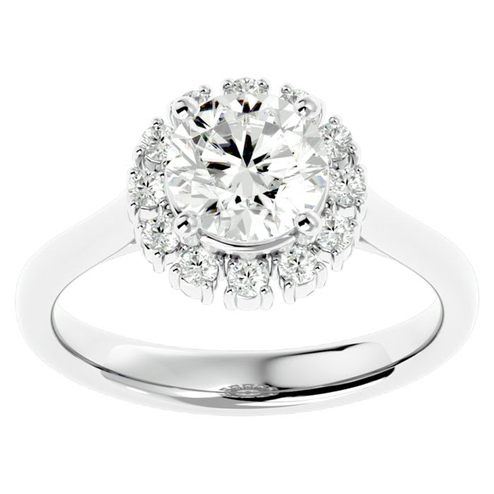 1 3/4 Carat Halo Diamond Engagement Ring In 14 Karat White Gold