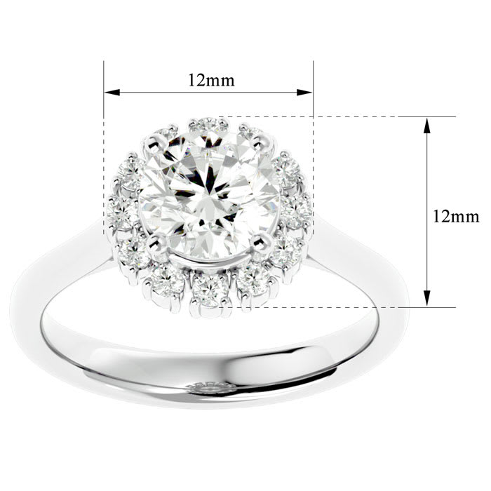 1 3/4 Carat Halo Diamond Engagement Ring In 14 Karat White Gold