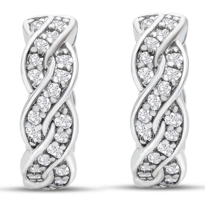 1/4ct Diamond Swirl Hoop Earrings. The Most Beautiful Huggy Hoop Style!

