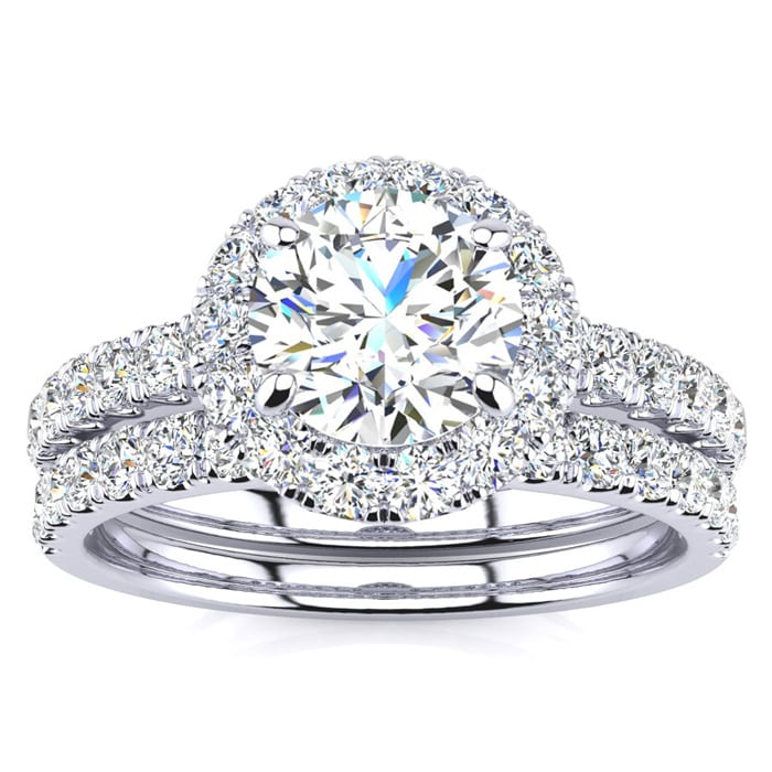 2 carat round halo diamond hot sale ring
