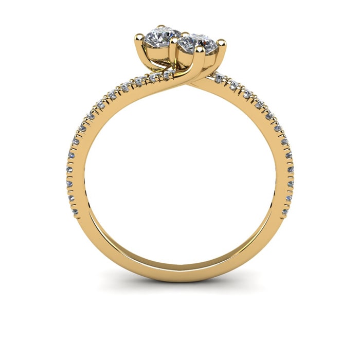 1/2 Carat Two Stone Diamond Bonded Love Ring In 14K Yellow Gold
