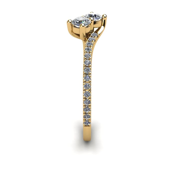 1/2 Carat Two Stone Diamond Bonded Love Ring In 14K Yellow Gold