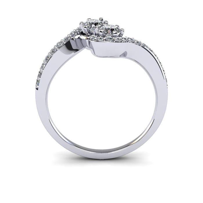 1/2 Carat Two Stone Diamond Swirl Ring In 14K White Gold