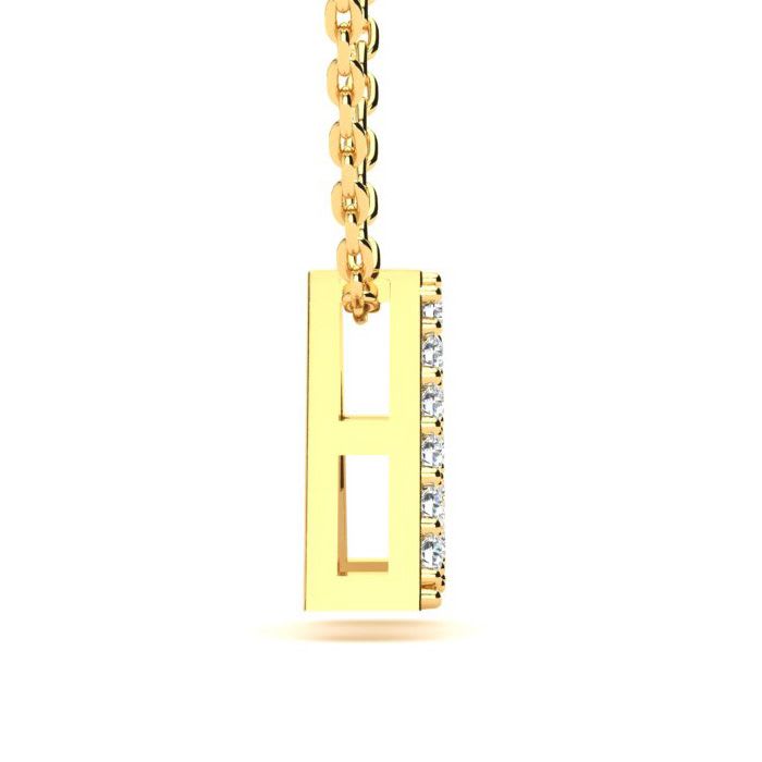 Letter A Diamond Initial Necklace In 14K Yellow Gold With 13 Diamonds