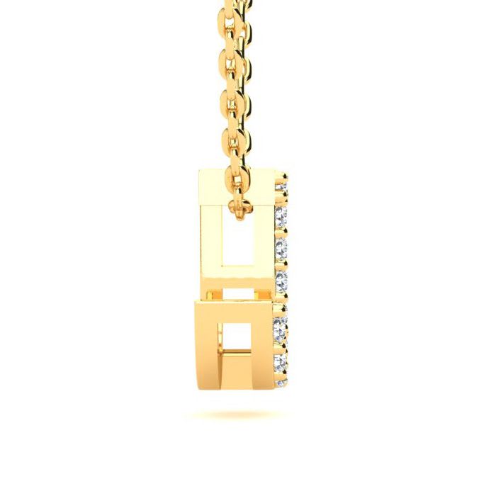 Letter J Diamond Initial Necklace In 14K Yellow Gold With 13 Diamonds