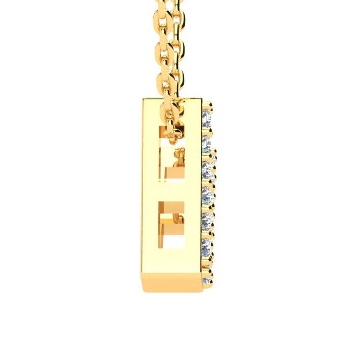 Letter V Diamond Initial Necklace In 14K Yellow Gold With 13 Diamonds
