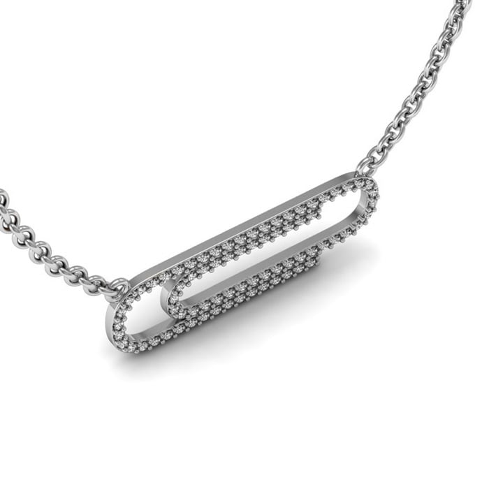 1/2 Carat Diamond Paperclip Necklace, Sterling Silver, 18 Inches