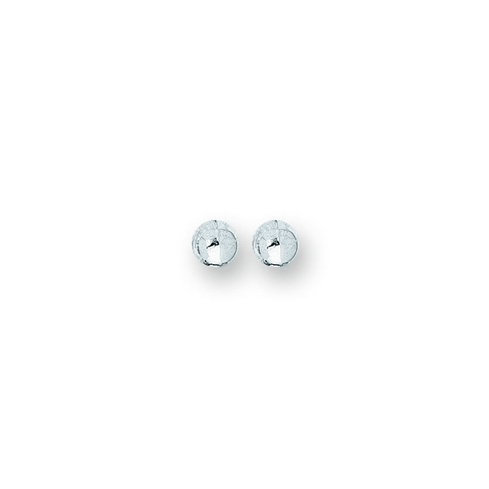 14 Karat White Gold Polish Finished 6mm Ball Stud Earrings With Friction Backs 