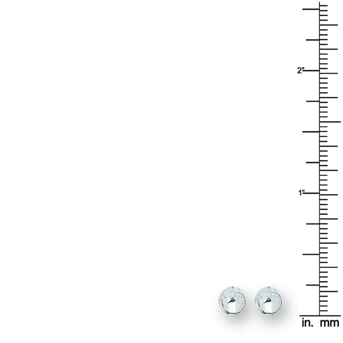 14 Karat White Gold Polish Finished 6mm Ball Stud Earrings With Friction Backs 