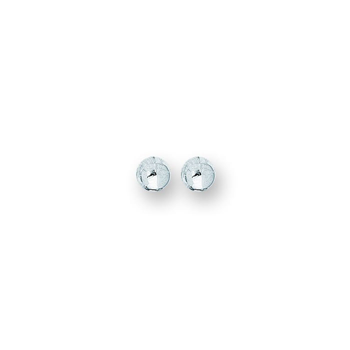 14 Karat White Gold Polish Finished 7mm Ball Stud Earrings With Friction Backs 