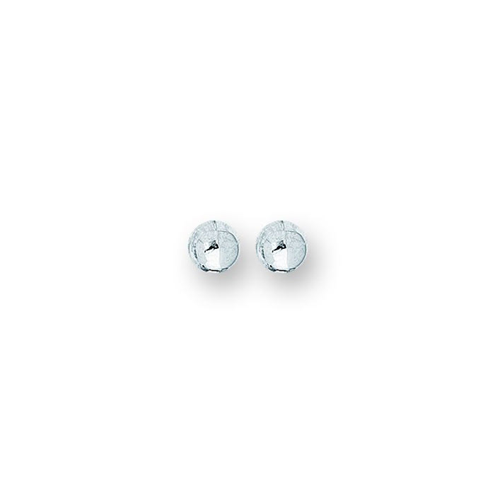 14 Karat White Gold Polish Finished 8mm Ball Stud Earrings With Friction Backs 