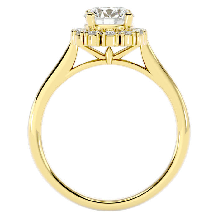 1 1/3 Carat Halo Diamond Engagement Ring In 14 Karat Yellow Gold