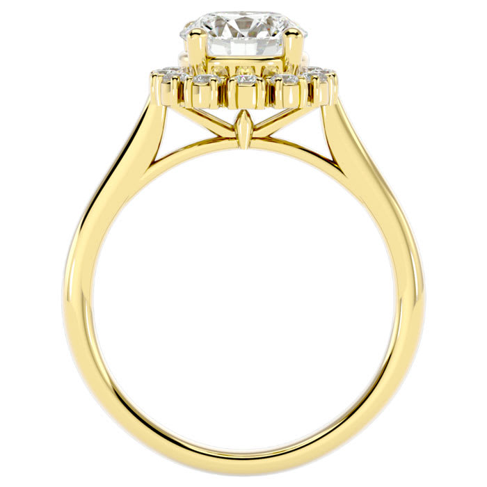 1 3/4 Carat Halo Diamond Engagement Ring In 14 Karat Yellow Gold