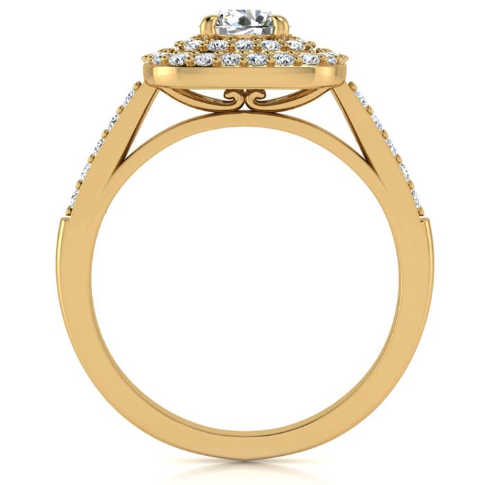 1 Carat Double Halo Diamond Engagement Ring in 14 Karat Yellow Gold 