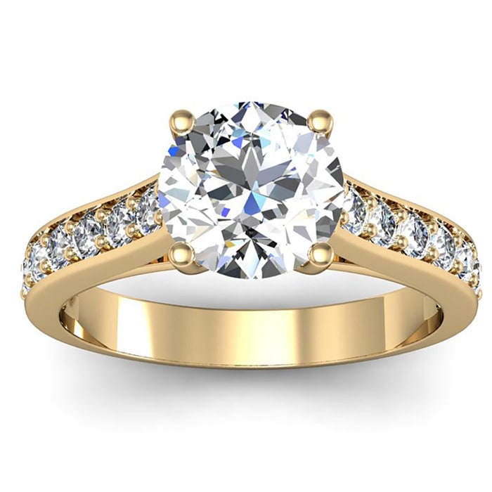 2 Carat Classic Engagement Ring With 1 1/2 Carat Center Diamond In 14K Yellow Gold