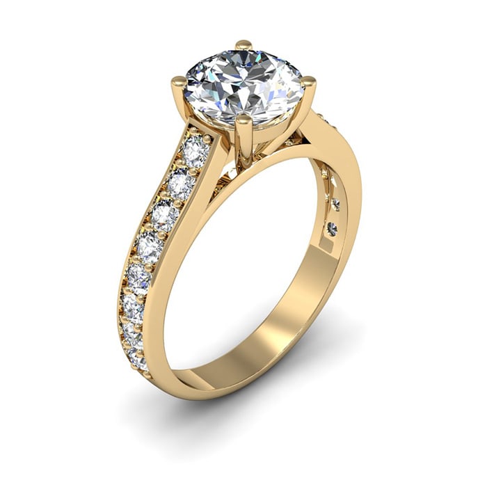 2 Carat Classic Engagement Ring With 1 1/2 Carat Center Diamond In 14K Yellow Gold
