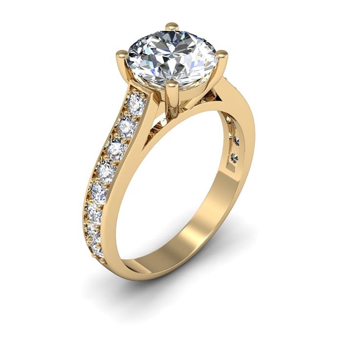 2 1/2 Carat Classic Engagement Ring With 2 Carat Center Diamond In 14K Yellow Gold