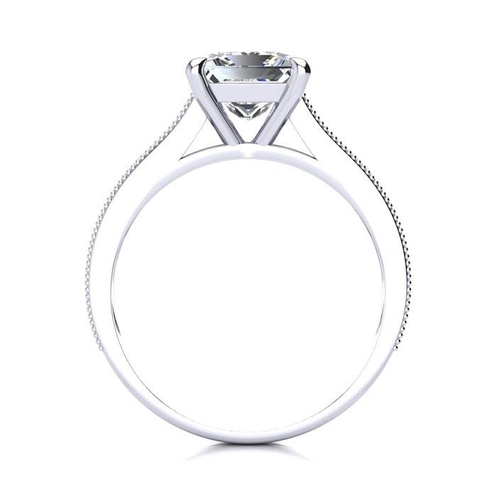 1 1/2 Carat Diamond Engagement Ring With 1 Carat Princess Cut Center Diamond In 14K White Gold