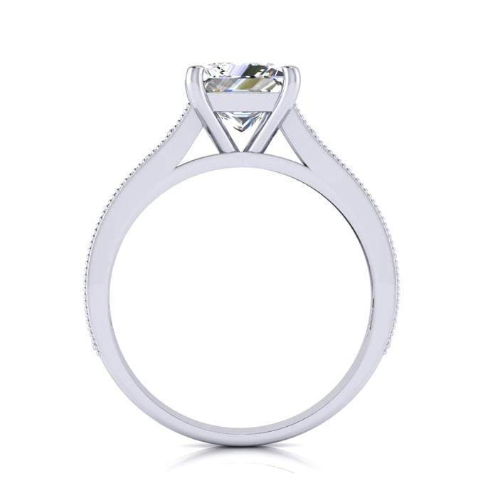 2 1/2 Carat Diamond Engagement Ring With 2 Carat Princess Cut Center Diamond In 14K White Gold