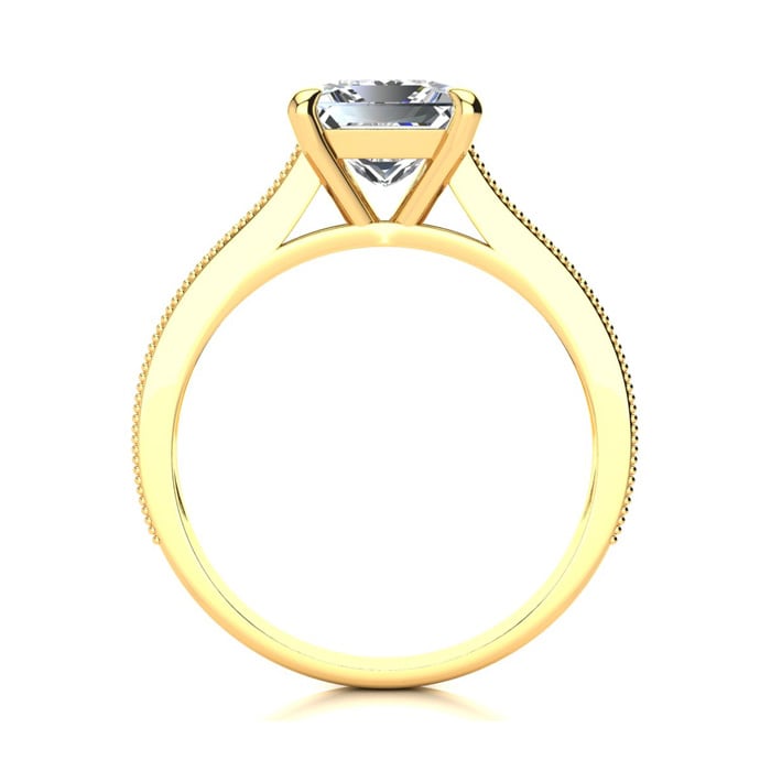 1 1/2 Carat Diamond Engagement Ring With 1 Carat Princess Cut Center Diamond In 14K Yellow Gold