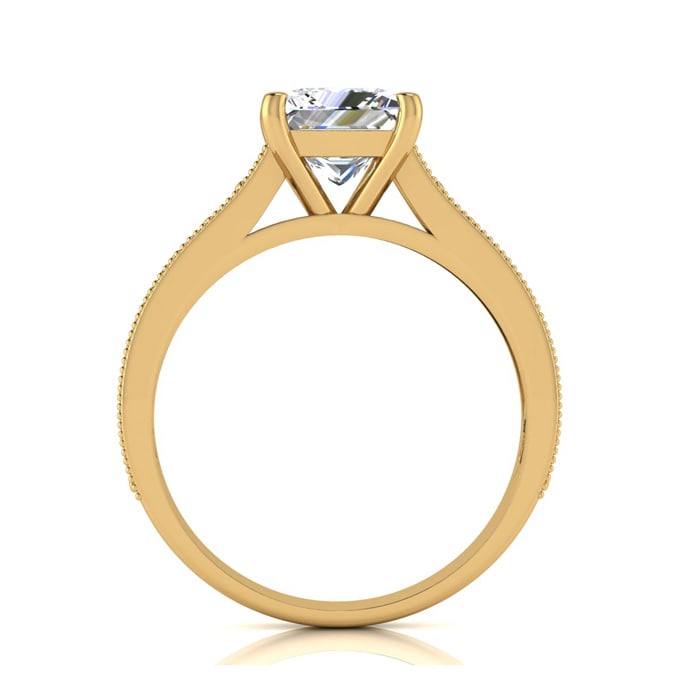 2 Carat Diamond Engagement Ring With 1 1/2 Carat Princess Cut Center Diamond In 14K Yellow Gold