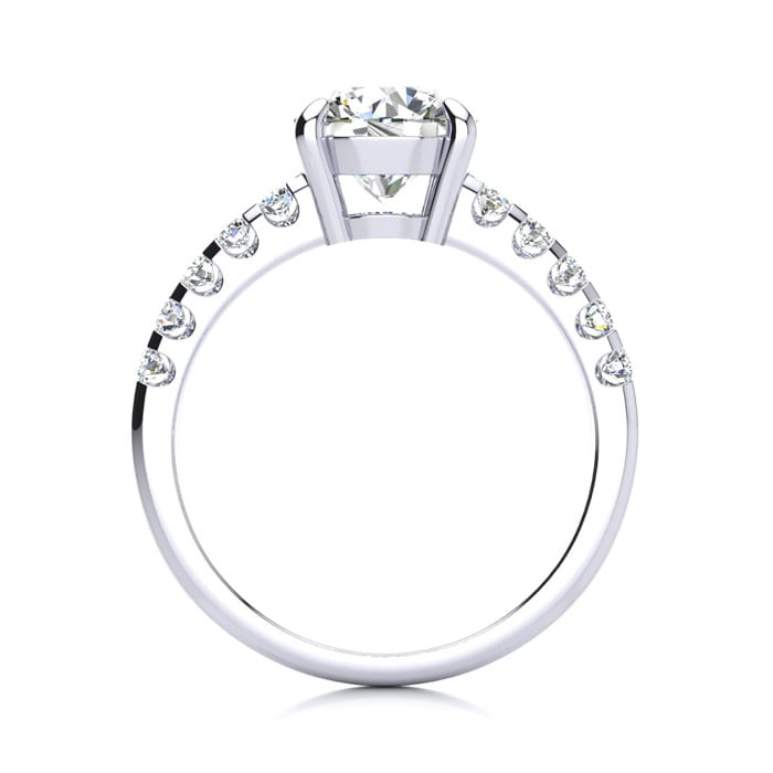 2.30 Carat Traditional Diamond Engagement Ring with 2 Carat Center Round Solitaire In 14 Karat White Gold