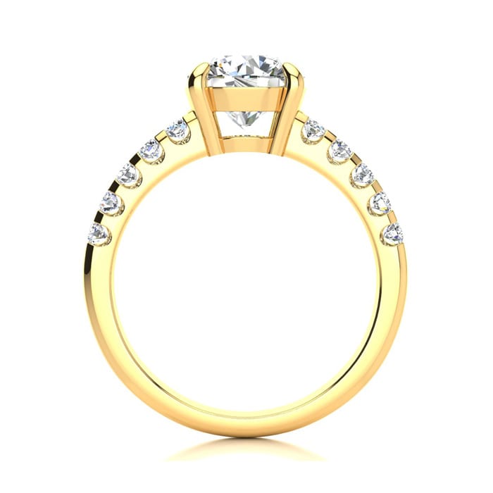 2.30 Carat Traditional Diamond Engagement Ring with 2 Carat Center Round Solitaire In 14 Karat Yellow Gold