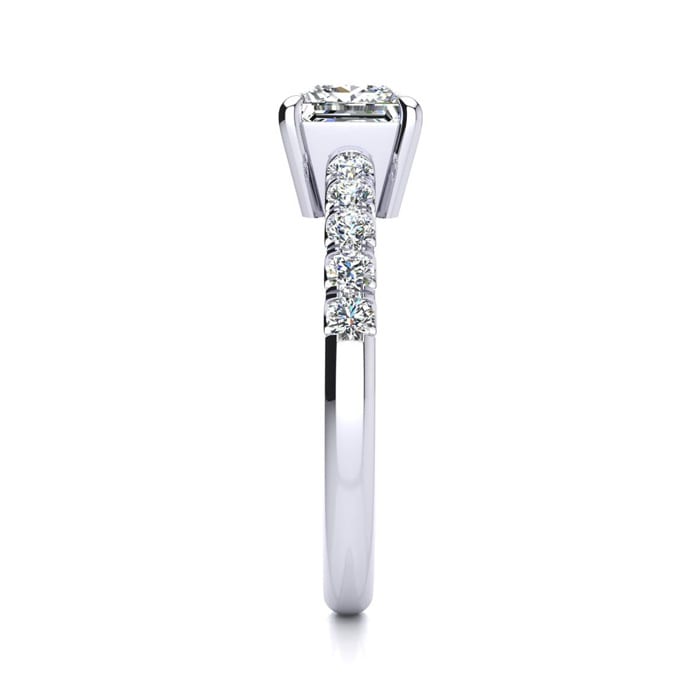 1 1/3 Carat Traditional Diamond Engagement Ring with 1 Carat Center Princess Cut Solitaire In 14 Karat White Gold 