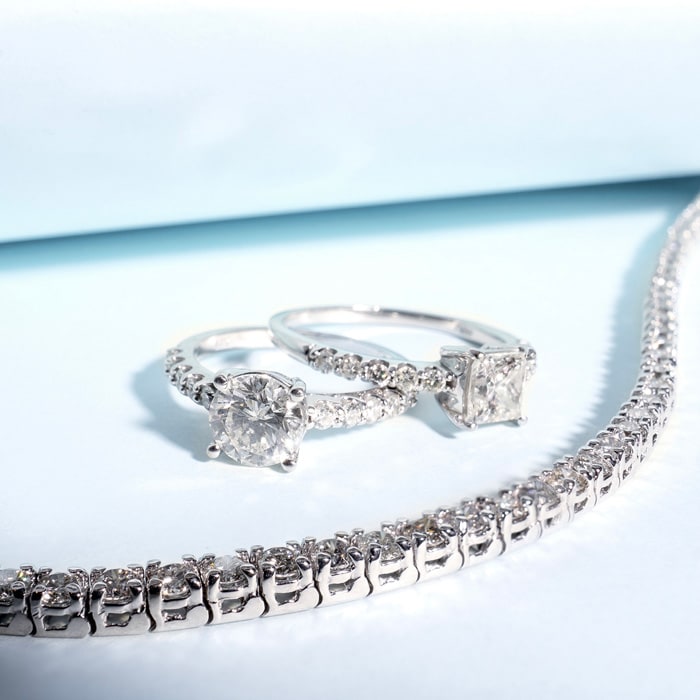 1 1/3 Carat Traditional Diamond Engagement Ring with 1 Carat Center Princess Cut Solitaire In 14 Karat White Gold 