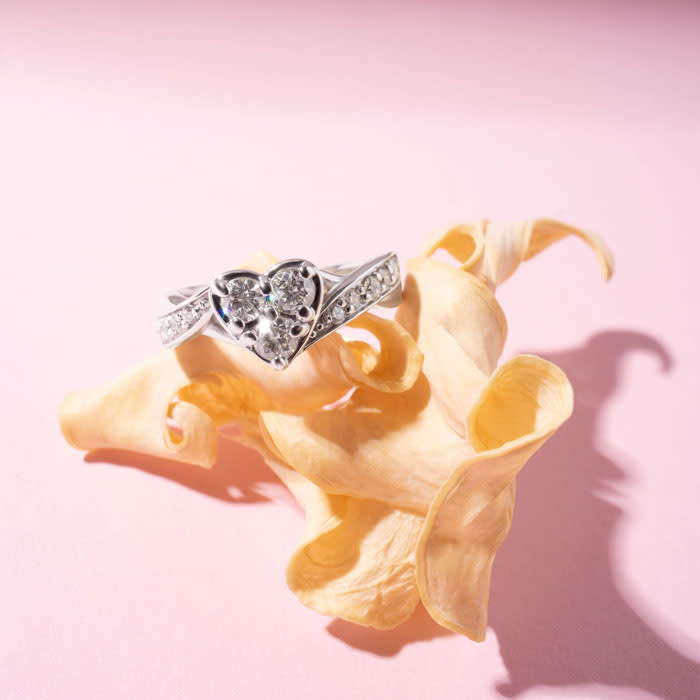 1/2 Carat Heart Shape Engagement Ring In White Gold