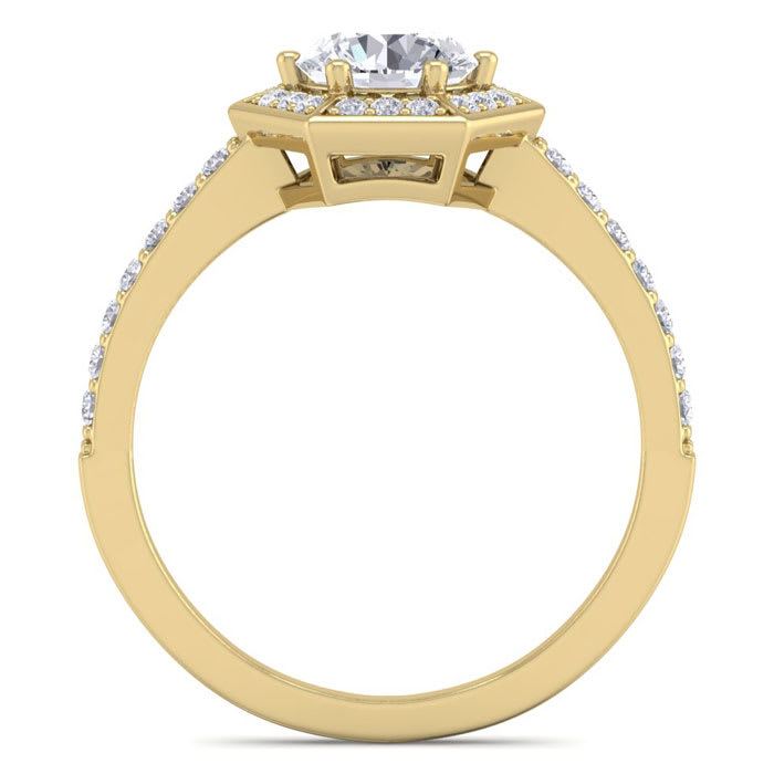 1 1/2 Carat Halo Diamond Engagement Ring In 14 Karat Yellow Gold