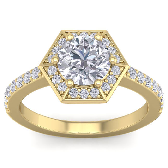 2 Carat Halo Diamond Engagement Ring In 14 Karat Yellow Gold