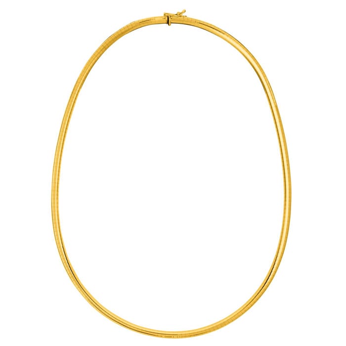 14 Karat Yellow Gold 4.0mm 16 Inch Round Omega Chain Necklace